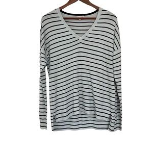 Gap Womens Sweater Size S Silk Blend Long Sleeves Stripes High Low Hem Blue